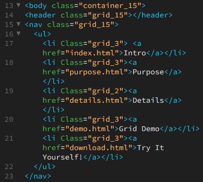 a sample of HTML code